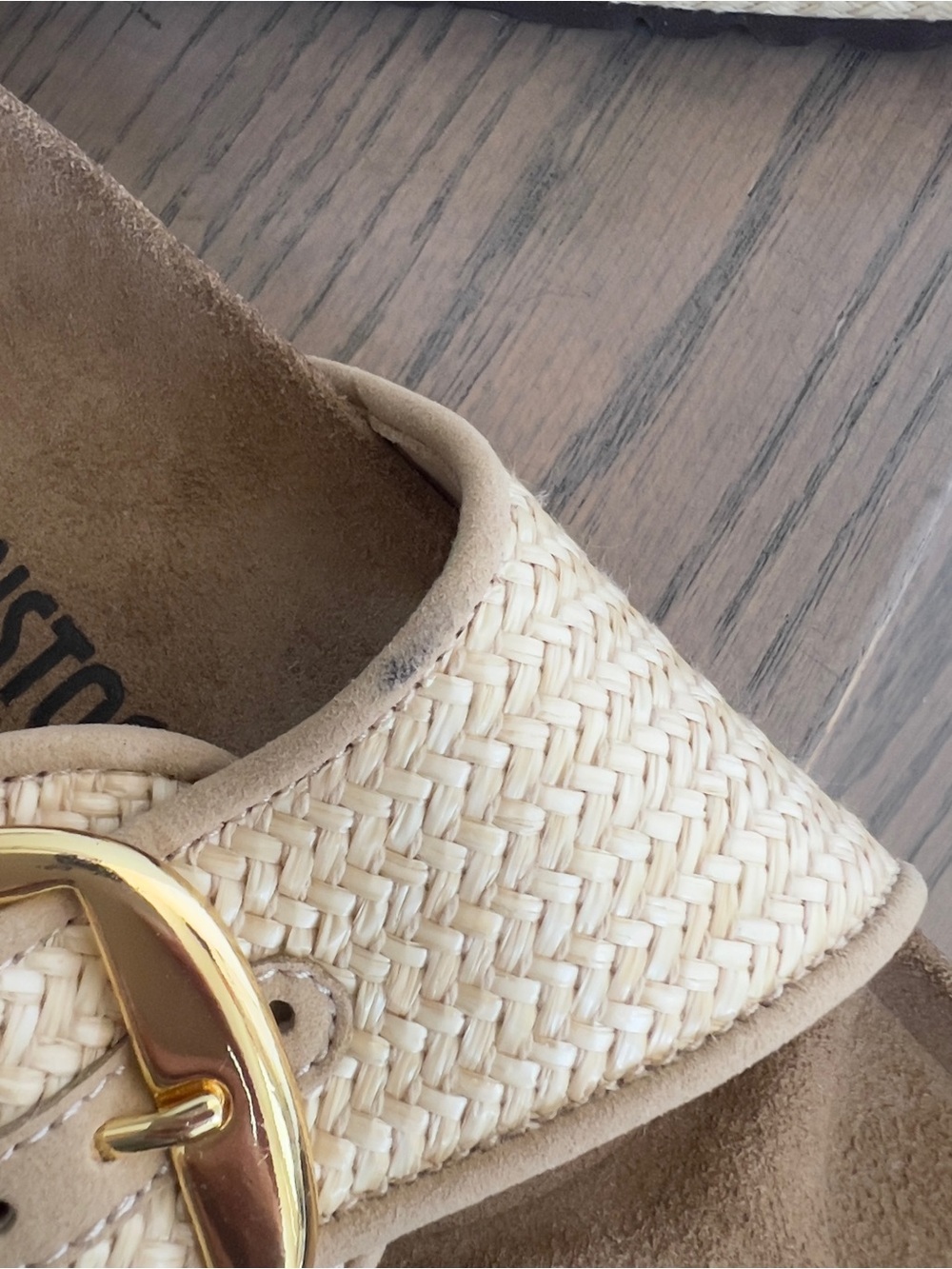 Birkenstock Madrid Big Buckle Raffia Sandals in Natural Tan NWOT - Picture 4 of 6